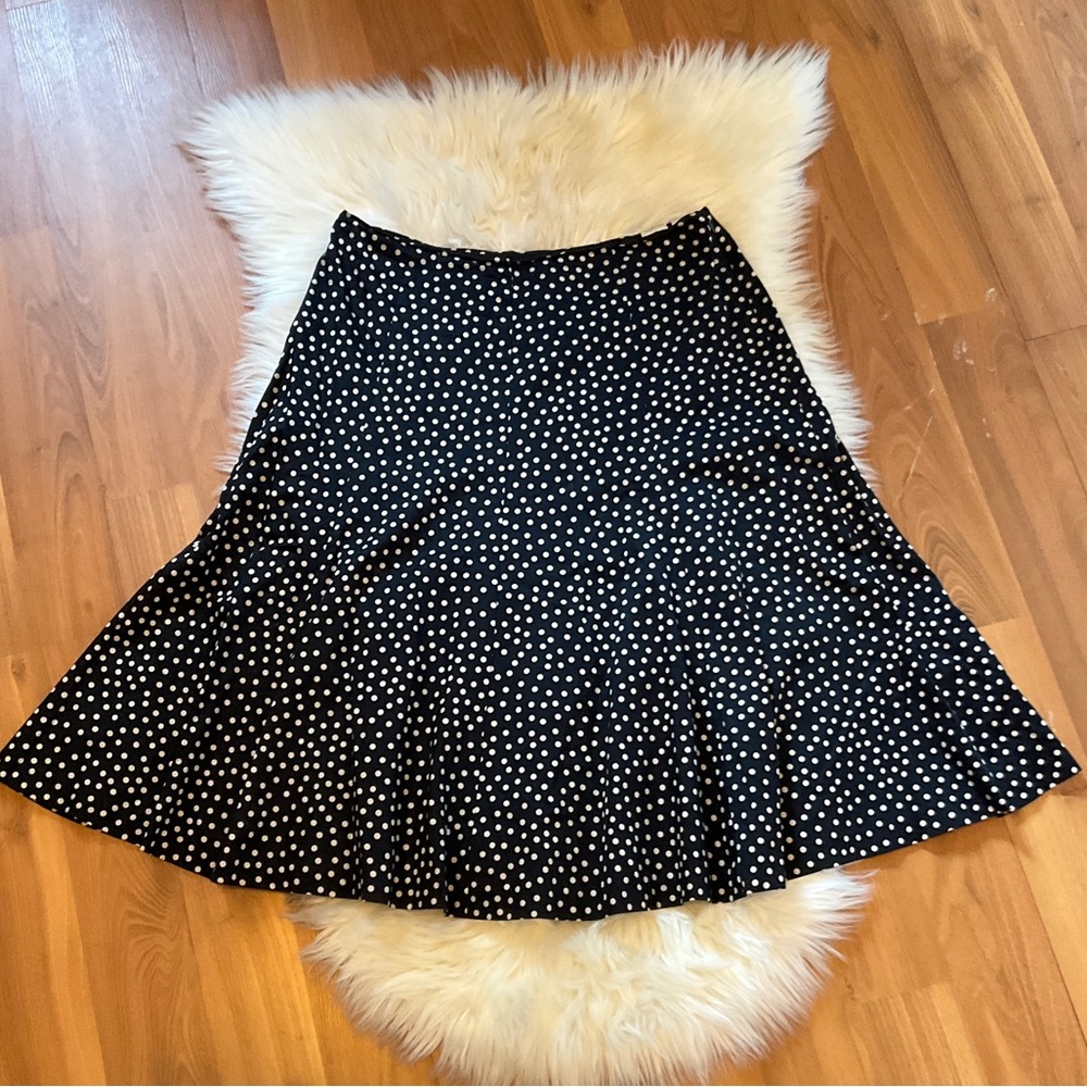 Jones New York Signature Skirt Size 8 Polk Dot Black Ivory